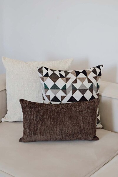 AYSA HOME DECOR Alvea Dekoratif Kırlent Kılıfı, 3'lü Kombin Set, Bej&Yeşil&Ekru