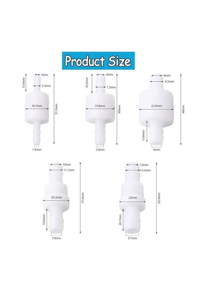 MEİSO Check valve, Plastic, 10 pcs, Diameters 4-12 mm, Anti-backflow for liquid/air/gas