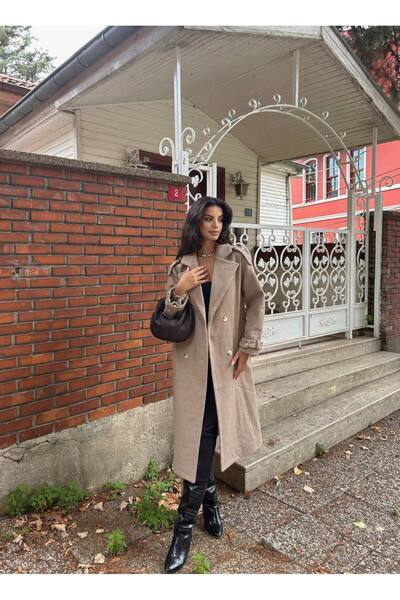 rengafashion Women's Belted Epauletted Lined Cashmere Coat