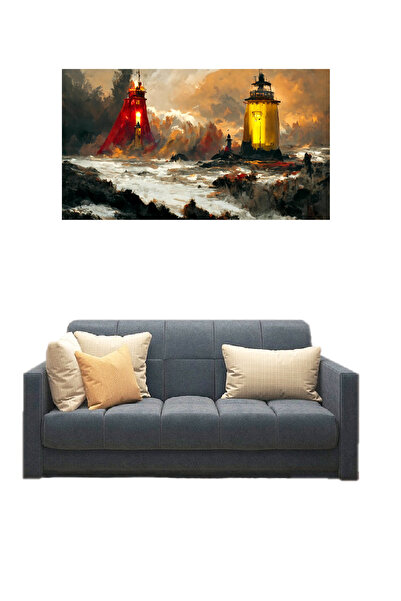 GGMag Tablouri Tablou pe panza canvas Far Port Marin la Apus