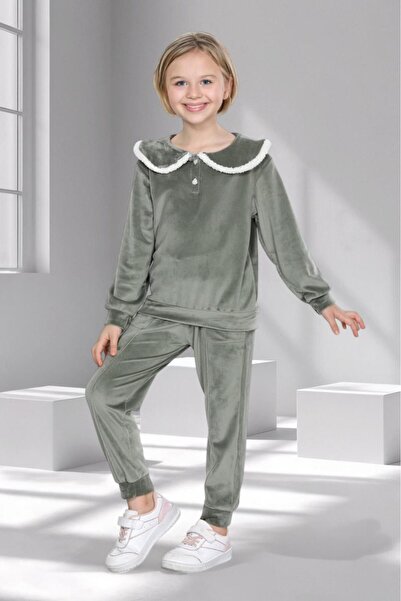 mhk burç bebe Set de trening pentru fete din catifea – 2-9 ani – țesătură moa...