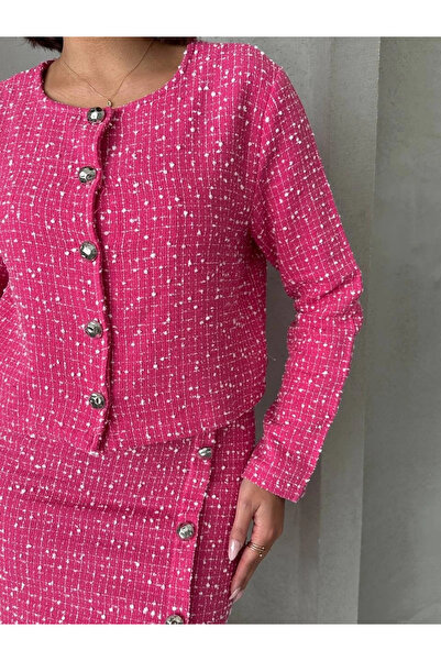 Butik Women's Skirt Jacket Top and Bottom Set