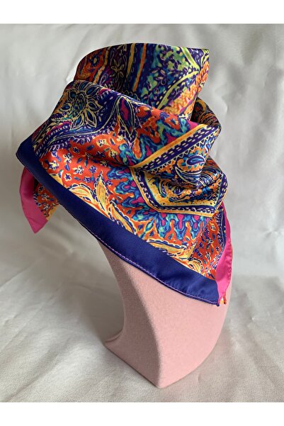 Ebruli Etnik Desenli Çok Renkli Kadın Fular