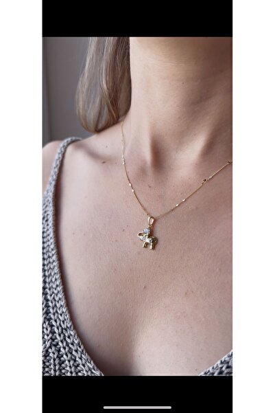 Aytozu Takı ve Aksesuar XUPİNG ZİRKON TAŞLI FİL FİGÜRLÜ GOLD KOLYE