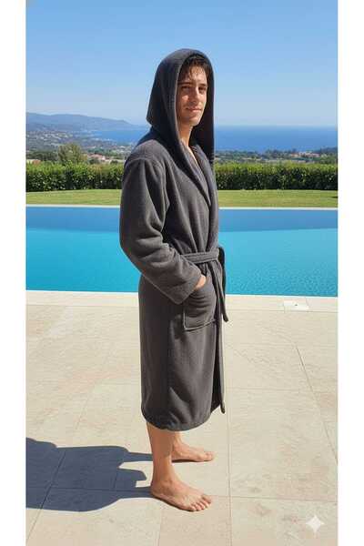 Saret Home رداء حمام بغطاء للرأس، رداء حمام مجعد، 100% قطن، رداء حمام ساونا ل...