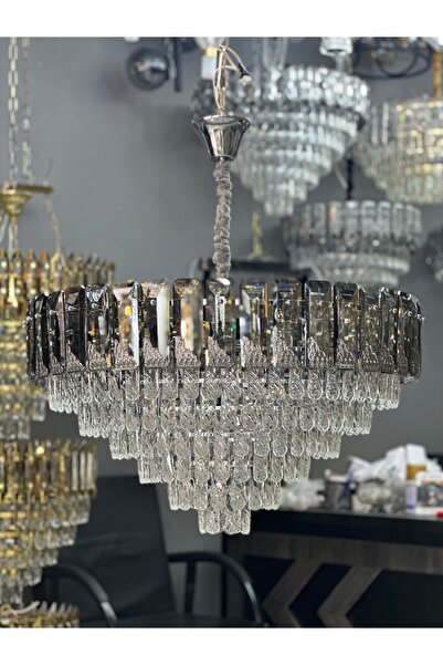 Led YENİ MODEL 80 CM KRİSTAL LÜX SALON AVİZE 13 + 2 ADET AMPÜL