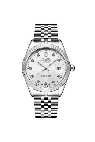 Tevise Men's Watch Classic Mechanical Automatic Analog Steel Elegant Date Silver