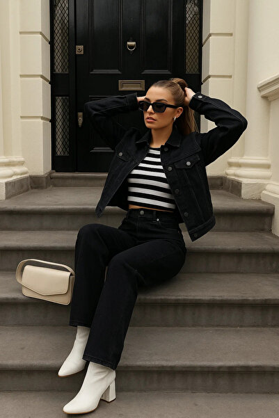 XRAY JEANS Blugi de damă, la modă, cu picioare largi, pantaloni negri din denim