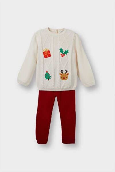 DeFacto Baby Girl 2-Piece Set New Year's Themed Knitwear Sweater Bottom (25 Wn)