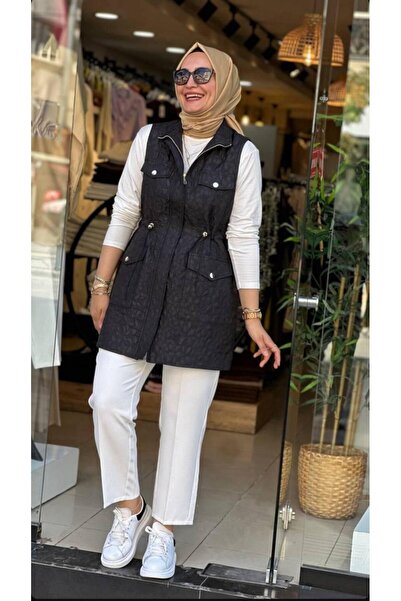 Butik kapitone yelek siyah