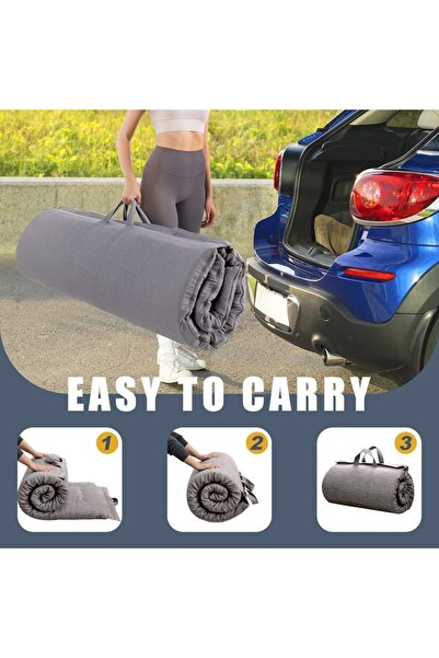 MAXYOYO Portable Folding Mattress - High-Density Foam, Hypoallergenic Cover, Gray, 135x190 cm