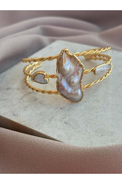 BuinJewellery Kalın Manşet Sakız İnci Bileklik