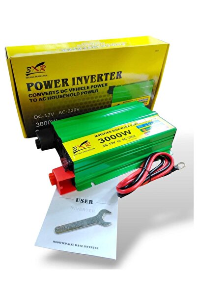 3XR Car Power Inverter 3000 Watt with 3 Pin / USB / connector cables