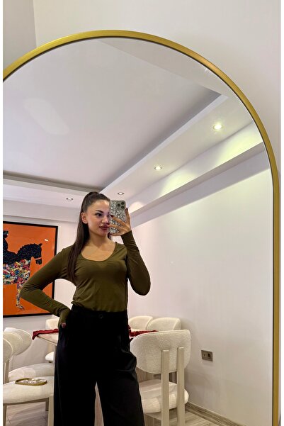 Gamze Ege Fashion Khaki Bodysuit with Snaps