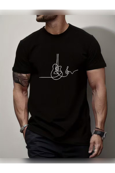 TİMİSİVA Tricou unisex supradimensionat GUITAR B cu imprimeu B guler rotund c...