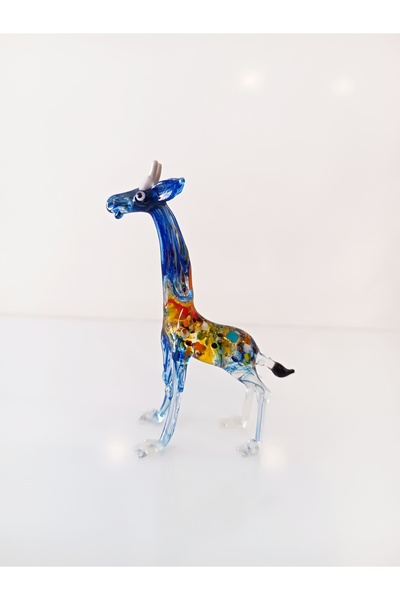 ADAMODART Mavi Zürafa El Yapımı Cam Biblo