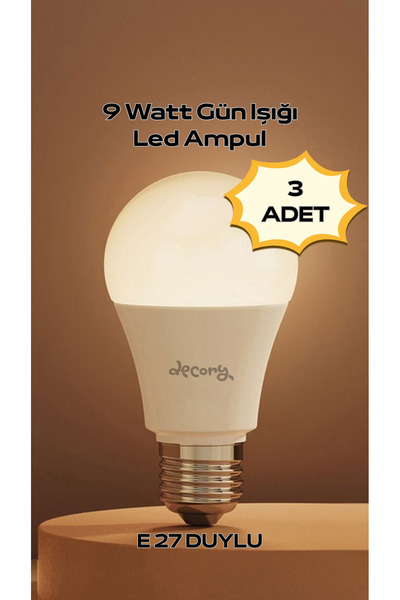 decory 9Watt E27 Duylu Led Ampül 3000K (Gün Işığı)