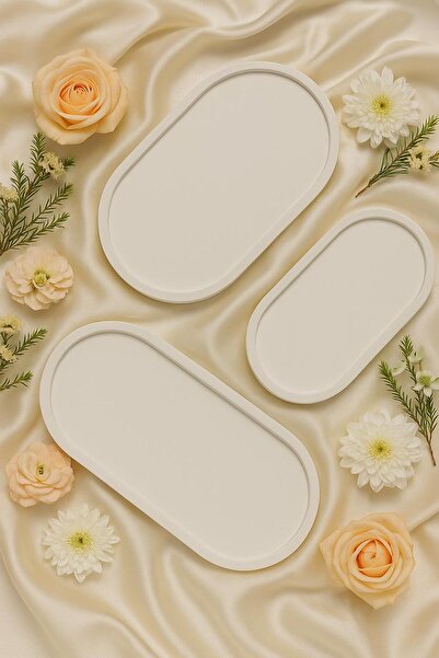 Sisay Home Σετ 3 Οβάλ Διακοσμητικών Δίσκων – Μοντέρνο Αξεσουάρ Σπιτιού