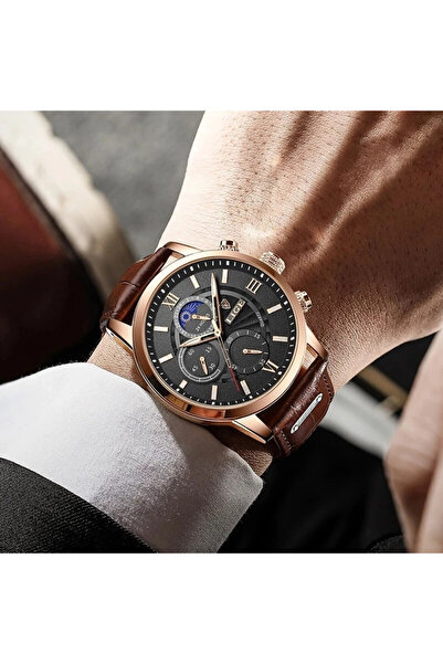 Lige Ανδρικό Ρολόι Δερμάτινο Quartz Elegant