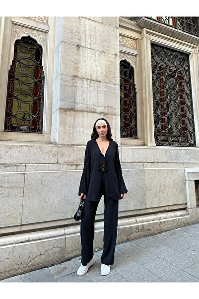 New Now Women's Front Tie Shirt, Palazzo Pants Aerobin Set