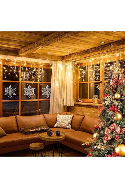 EDAR Ghirlandă de Crăciun cu țurțuri și franjuri, interior/exterior, 8 moduri...