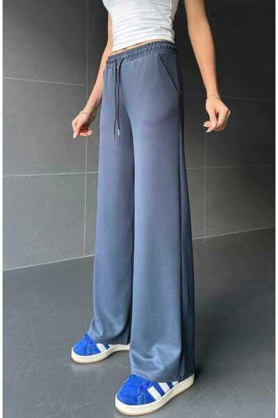 Fua Shop Pantaloni de sport palazzo din țesătură modal pentru femei