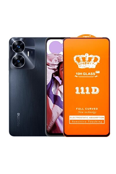realme Protector de ecran din sticlă securizată pentru C55 - Acoperire completă 111D, HD, Margini negre, Transparent