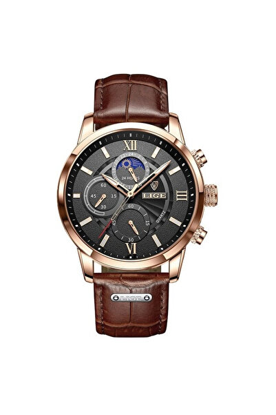 Lige Ανδρικό Ρολόι Δερμάτινο Quartz Elegant