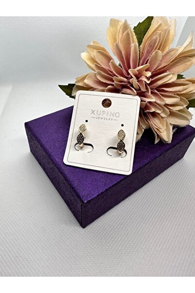 XUPING JEWELRY أقراط فولاذية مرصعة بحجر الزركون على شكل زهرة البقلاوة