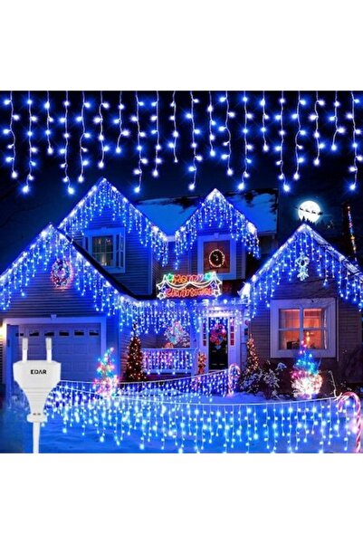 EDAR Luminițe de Crăciun tip țurțur, 12 m, 300 LED-uri, 8 moduri, albastre