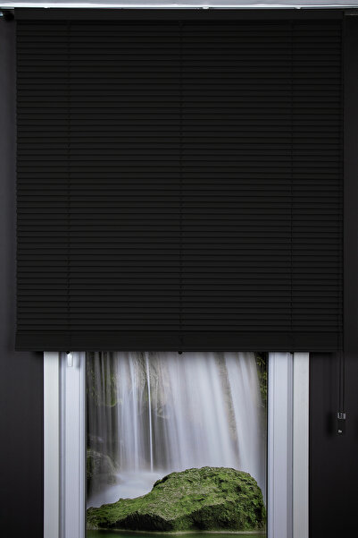 HAFS Ahşap Görünümlü Jaluzi Perde 25 mm – Siyah | PVC, Işık Ayarlı, Nemli Bez...