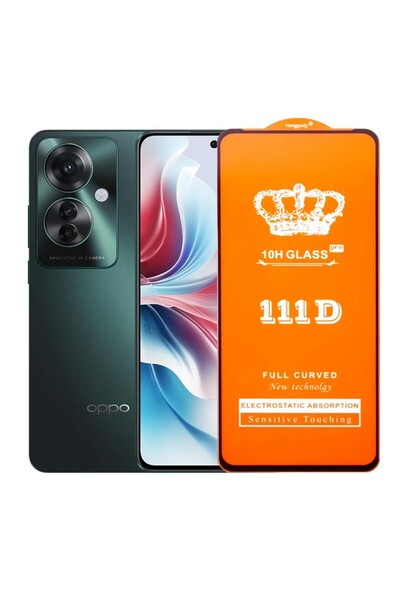OPPO Tempered Glass Screen Protector for Reno 11F (Flippy) Full Cover 111D, HD, Black Edges, Transpa