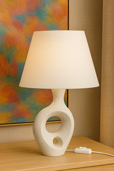 Limon 3D Desing Decorative Modern Lampshade – White Fabric Head – Textured Sculptural Body
