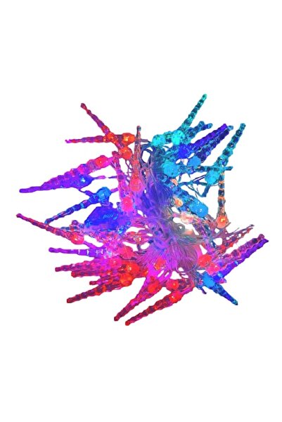 EDAR Șir de lumini colorat, tip țurțurț LED, sârmă transparentă, 6 m, 40 LED-...