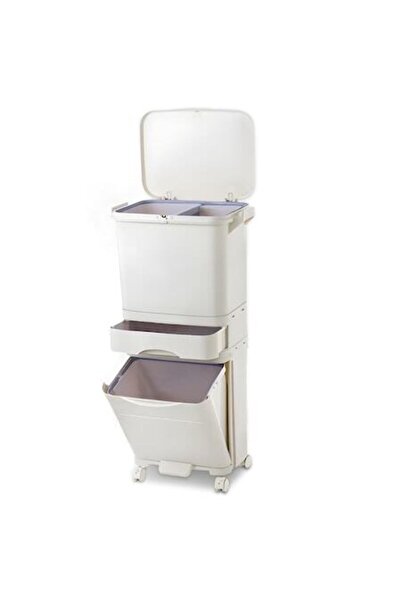 Warmiehomy Kitchen Trash Bin, 3 Compartments, 42L