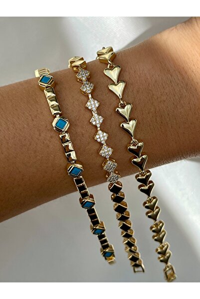 yeknova Xuping 14K Gold Rengi Baklava Dörtgen Model Zirkon Taş Detay Kararmaz...