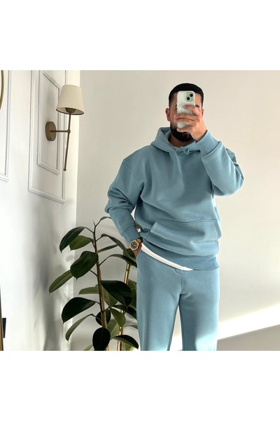 ONUR ERBİL MODA Üç İplik Baggy Buz Mavi Eşofman Takımı