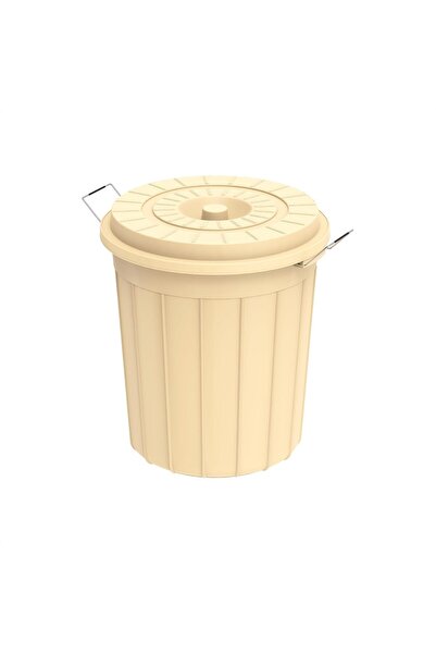 Cosmoplast Multipurpose Cylindrical Plastic Container - 35L with Lid (Beige)