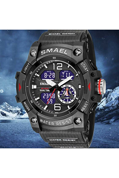 SMAEL Men's Watch Sport Digital Stopwatch Alarm Light Black