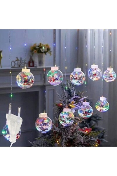 EDAR Lumină cortină de Crăciun cu globuri decorative, 8 moduri de iluminare, ...