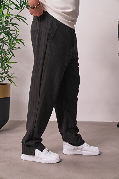 MADZEYMODA Men's Baggy Fit Jacquard Black Jogger Pants Ls-22011