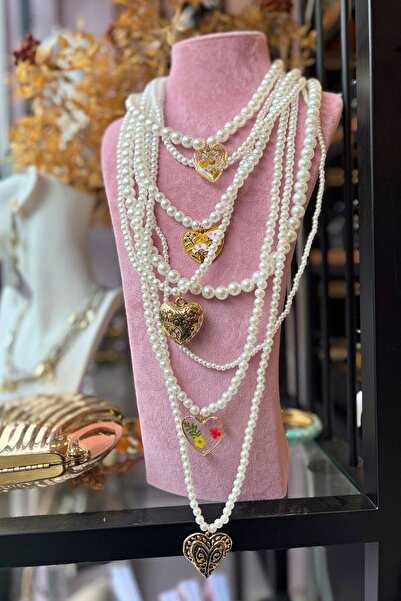 Meva Takı ve Aksesuar Long and Dense Pearl Necklace with Detachable Charm Detail | Mev'Armoni Collection