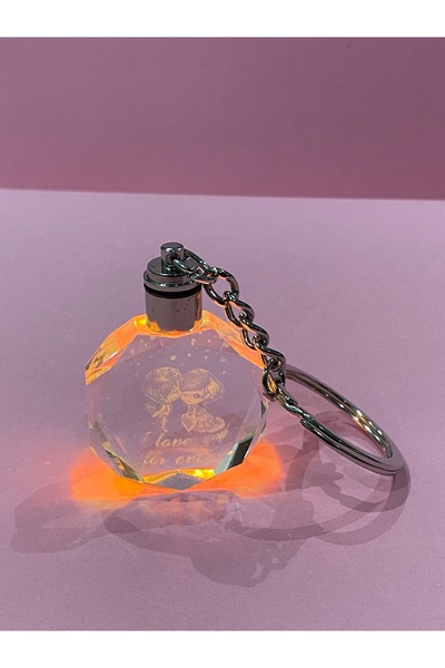 kurukafagift Illuminated Crystal Glass Color Changing Keychain