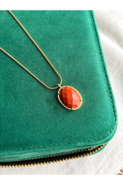 Miltonia Red Agate Steel Necklace