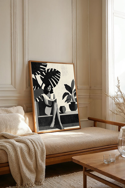 Dekorsiahome Tek Parça Ahşap Çerçeveli Oturma Odası Salon Mutfak Tablosu TK2193