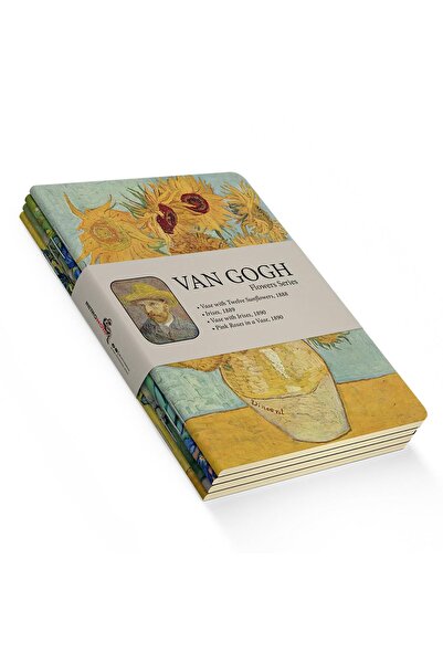 Hype Store Flowers Series - A5, Van Gogh 4-Piece Notebook Set Iii, Unlined, T...