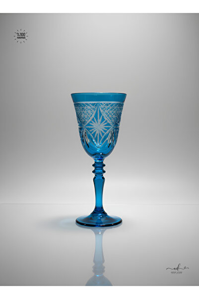 AKDEN STORE Kristal Kesme Dekor Ayaklı Su Bardağı, Ayaklı Kadeh