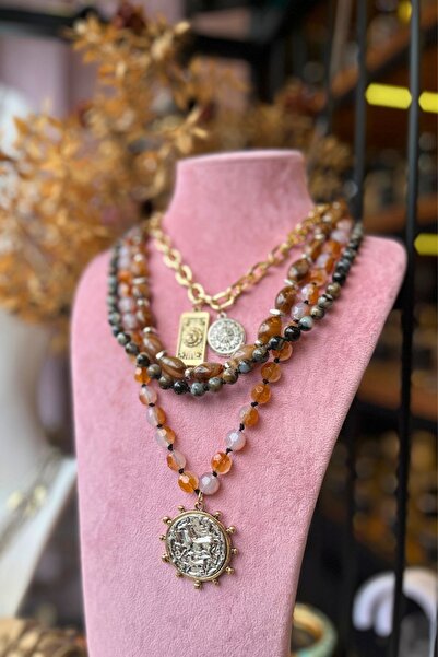 Meva Takı ve Aksesuar قلادة ميدالية عتيقة متعددة الطبقات |   مجموعة ميف أرموني