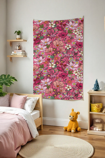 Tepeli Home Çiçekler Duvar Örtüsü Film Temalı Kaliteli Kumaş Oda Dekoru Duvar...