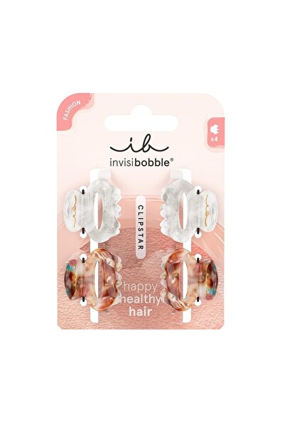 InvisiBooble Invisibobble Clipstar Petit Bijoux S Hair Clip Set, 4 Elegant Hair Clips in Neutral Colours, Hairlovetec
